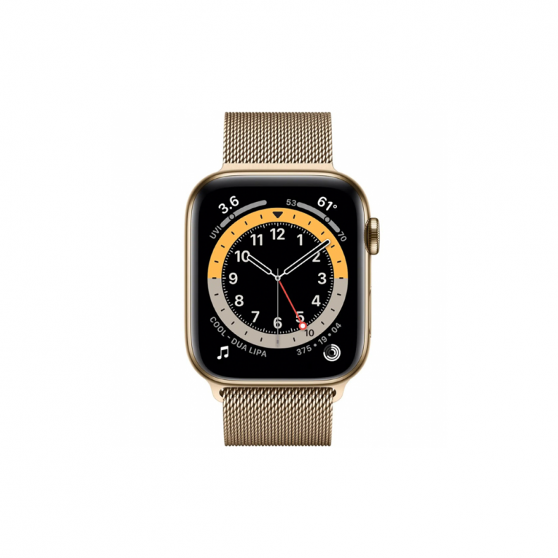 Apple Watch 6 4G 44mm Gold Stainless Steel Case with Gold Milanese Loop, фото 3