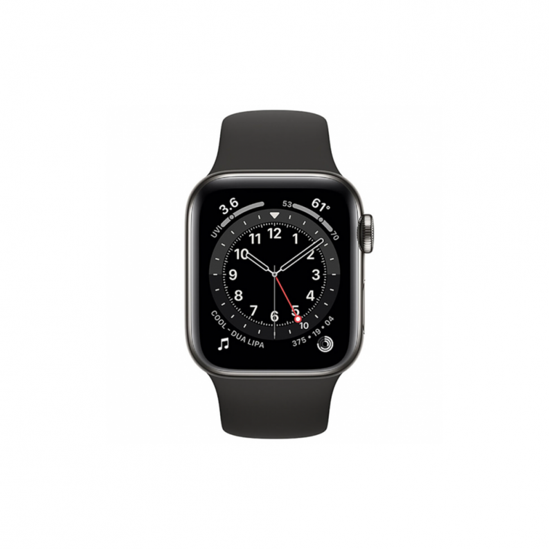 Apple Watch 6 4G 44mm Graphite Stainless Steel Case with Black Sport Band, фото 3