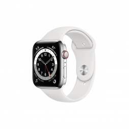 Apple Watch 6 4G 40mm Silver Stainless Steel Case with White Sport Band