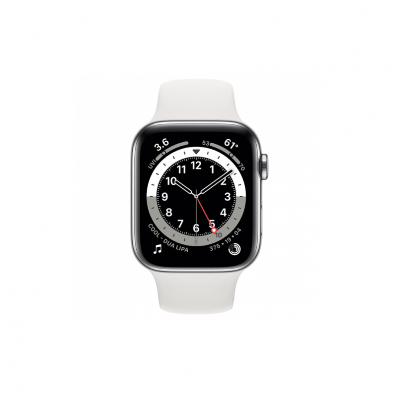 Apple Watch 6 4G 40mm Silver Stainless Steel Case with White Sport Band, фото 3