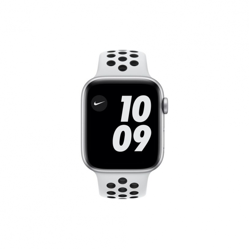 Apple Watch 6 Nike 44mm Silver Aluminium Case with Pure Platinum Black Nike Sport Band, фото 3