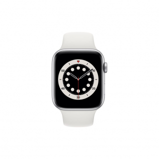 Apple Watch 6 44mm Silver Aluminum Case with White Sport Band