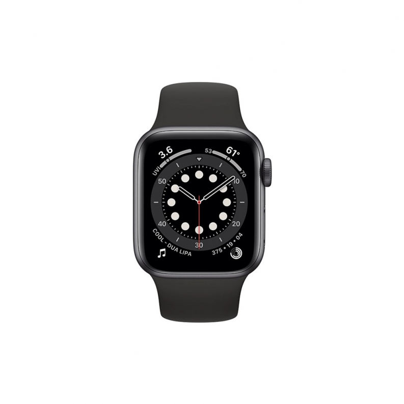 Apple Watch 6 44mm Space Gray Aluminum Case with Black Sport Band, фото 3