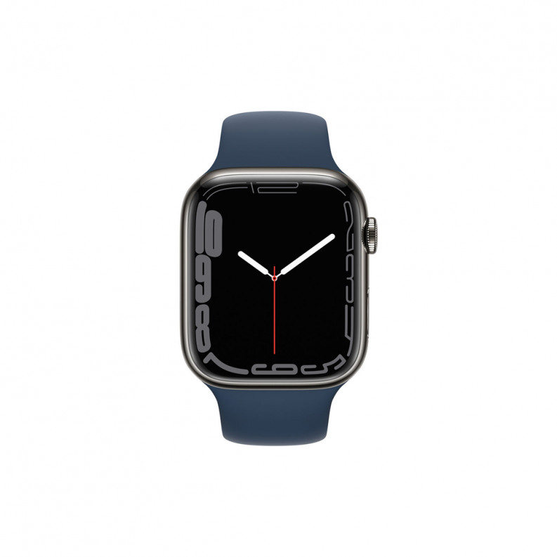 Apple Watch 7 4G 45mm Graphite Stainless Steel Case with Abyss Blue Sport Band, фото 3