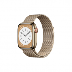 Apple Watch Series 8 GPS + Cellular 41mm Gold Stainless Steel Case with Milanese Loop Gold