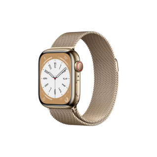 Apple Watch Series 8 GPS + Cellular 41mm Gold Stainless Steel Case with Milanese Loop Gold