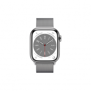 Apple Watch Series 8 GPS + Cellular 41mm Silver Stainless Steel Case with Milanese Loop Silver