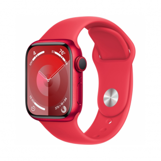Apple Watch Series 9 GPS 41mm (PRODUCT) RED Aluminum Case with (PRODUCT) RED Sport Band - M/L (MRXH3)