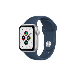 Apple Watch SE 44mm Silver Aluminum Case with Abyss Blue Sport Band