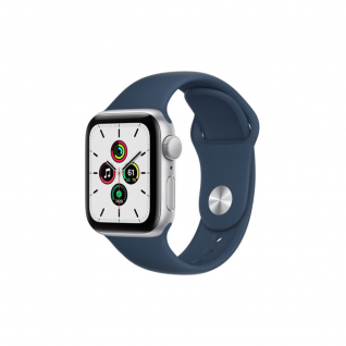 Apple Watch SE 40mm Silver Aluminum Case with Abyss Blue Sport Band
