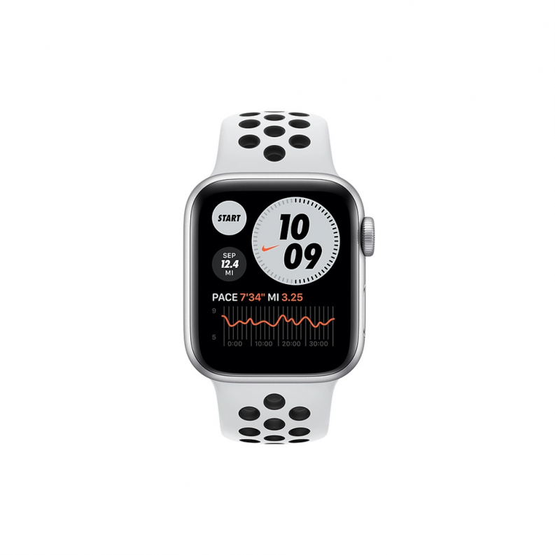 Apple Watch Nike SE 4G 40mm Silver Aluminum Case with Pure Platinum/Black Nike Sport Band, фото 3