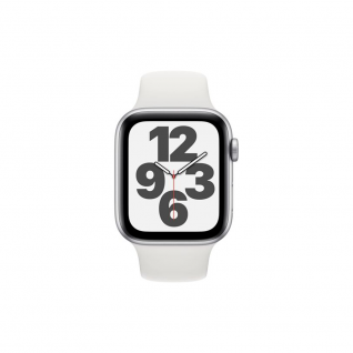 Apple Watch SE 4G 44mm Silver Aluminum Case with White Sport Band