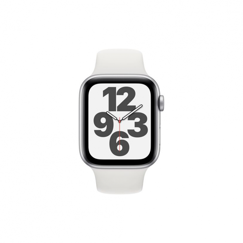 Apple Watch SE 4G 44mm Silver Aluminum Case with White Sport Band, фото 3