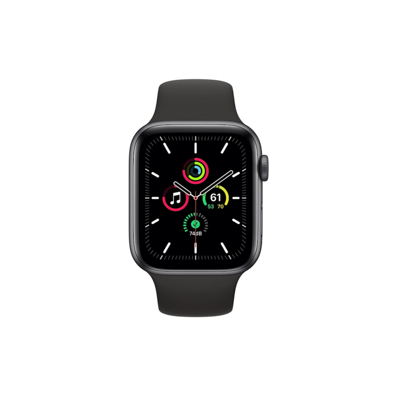 Apple Watch SE 4G 44mm Space Gray Aluminum Case with Black Sport Band, фото 3