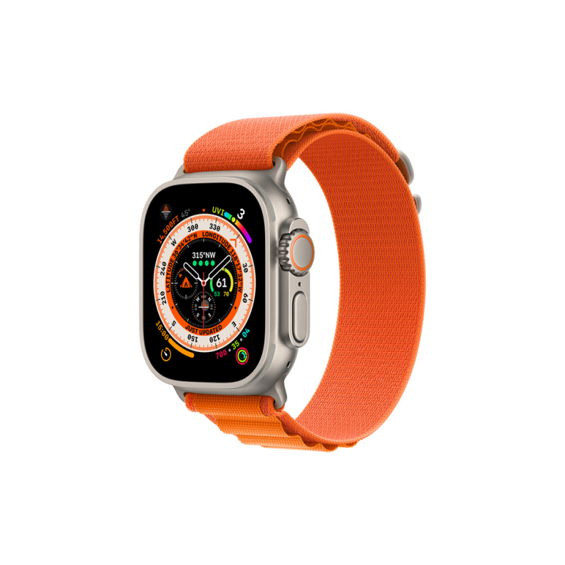 Apple Watch Ultra GPS + Cellular 49mm Titanium Case with Orange Alpine Loop - Large