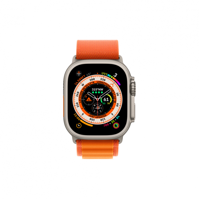 Apple Watch Ultra GPS + Cellular 49mm Titanium Case with Orange Alpine Loop - Small, фото 3