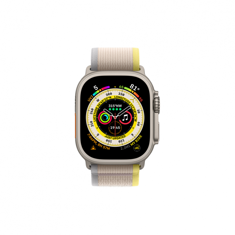 Apple Watch Ultra GPS + Cellular 49mm Titanium Case with Yellow/Beige Trail Loop - S/M, фото 3