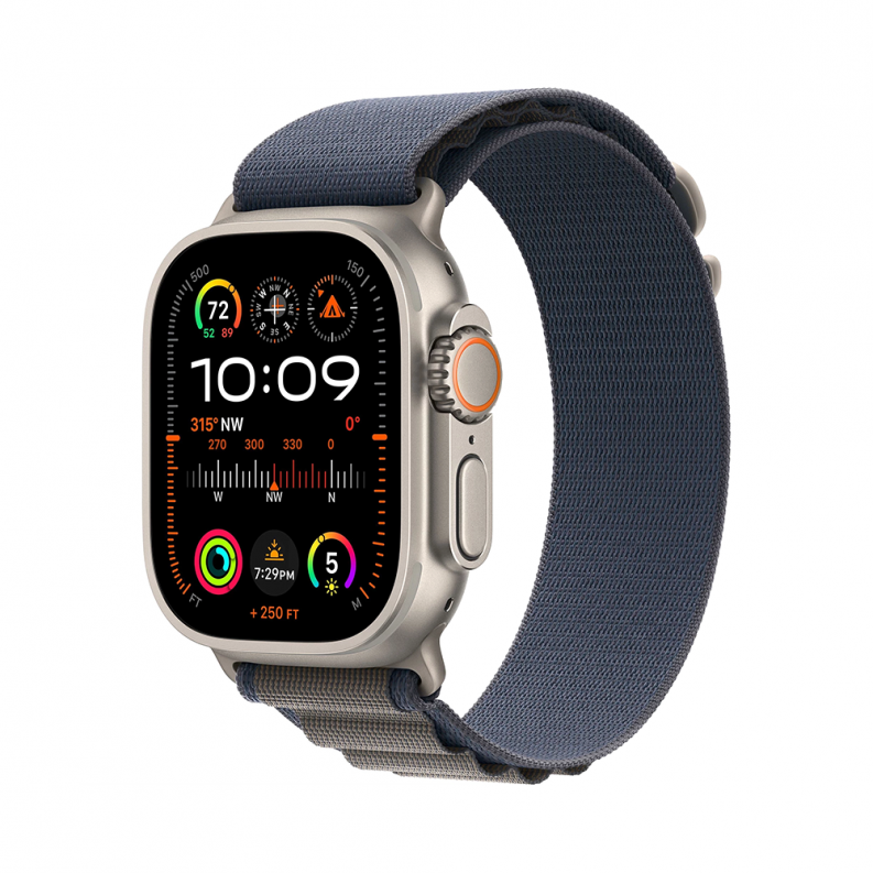 Apple Watch Ultra 2 GPS + Cellular 49mm Titanium Case with Blue Alpine Loop - Small (MREK3)