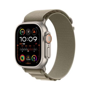 Apple Watch Ultra 2 GPS + Cellular 49mm Titanium Case with Olive Alpine Loop - Medium (MREY3)