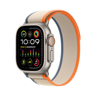 Apple Watch Ultra 2 GPS + Cellular 49mm Titanium Case with Orange/Beige Trail Loop - M/L (MRF23)