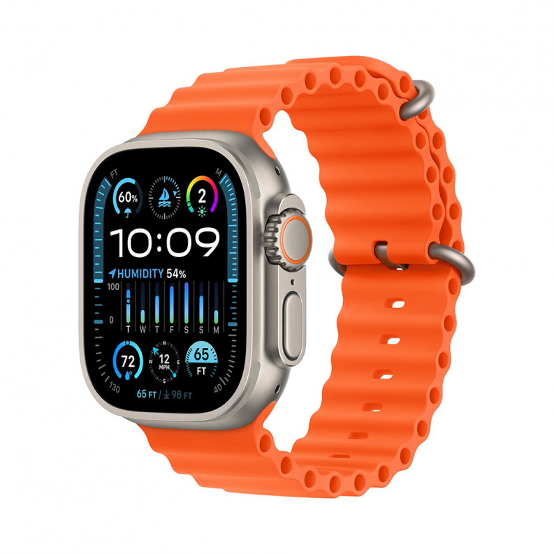 Apple Watch Ultra 2 GPS + Cellular 49mm Titanium Case with Orange Ocean Band (MREH3)